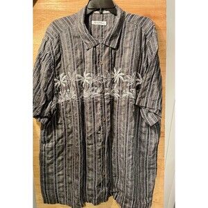Tommy Bahamas Shirt Men’s Size XXL Black Linen Blend Palm Tree Print